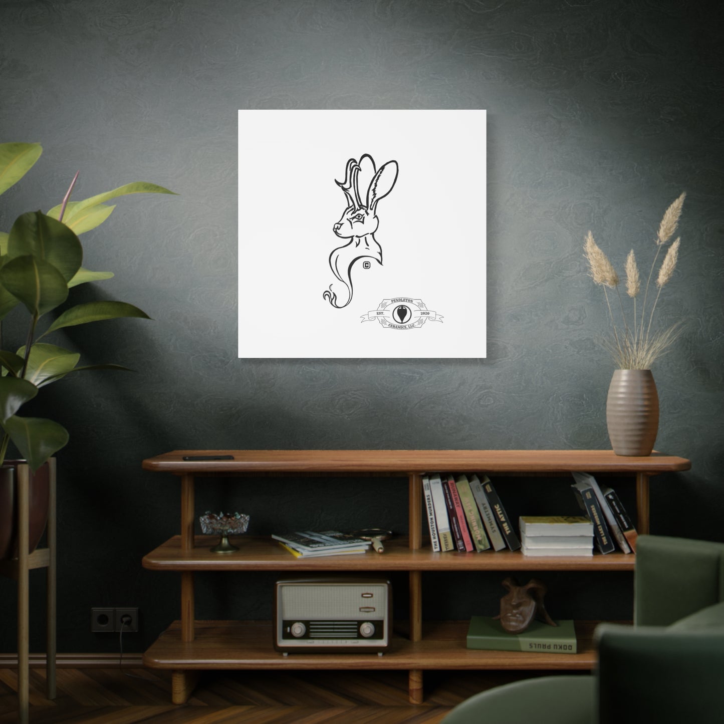 Jackalope Bust Drawing Art Stretched Canvas Wall Decor