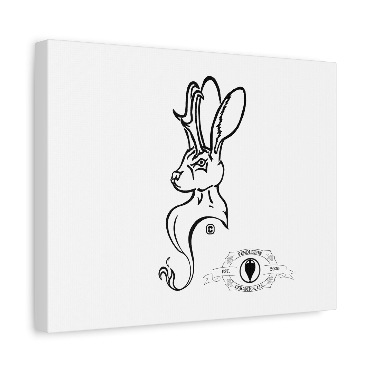 Jackalope Bust Drawing Art Stretched Canvas Wall Decor