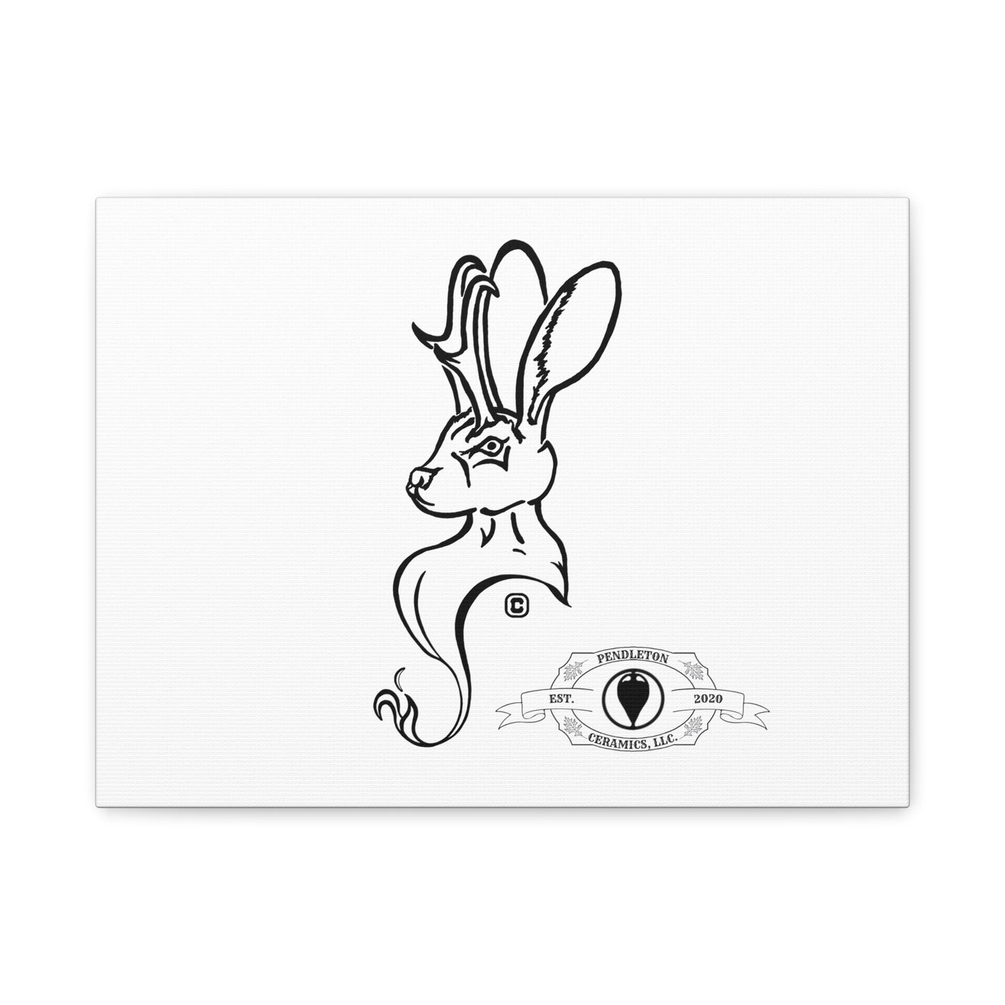Jackalope Bust Drawing Art Stretched Canvas Wall Decor