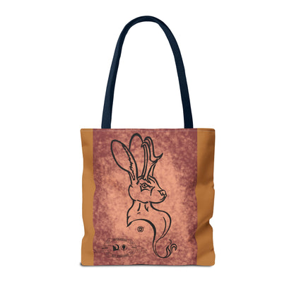 Dust Storm Jackalope Bust Drawing Tote Brown Bag