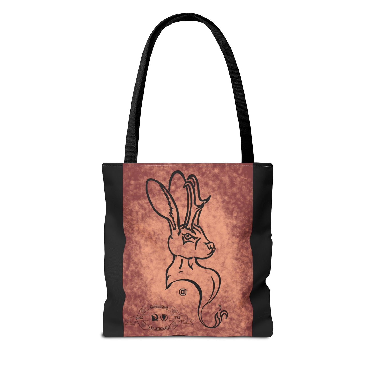 Dust Storm Jackalope Bust Drawing Tote Black Bag