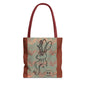 Copper Metal Jackalope Bust Drawing Tote Brown Bag