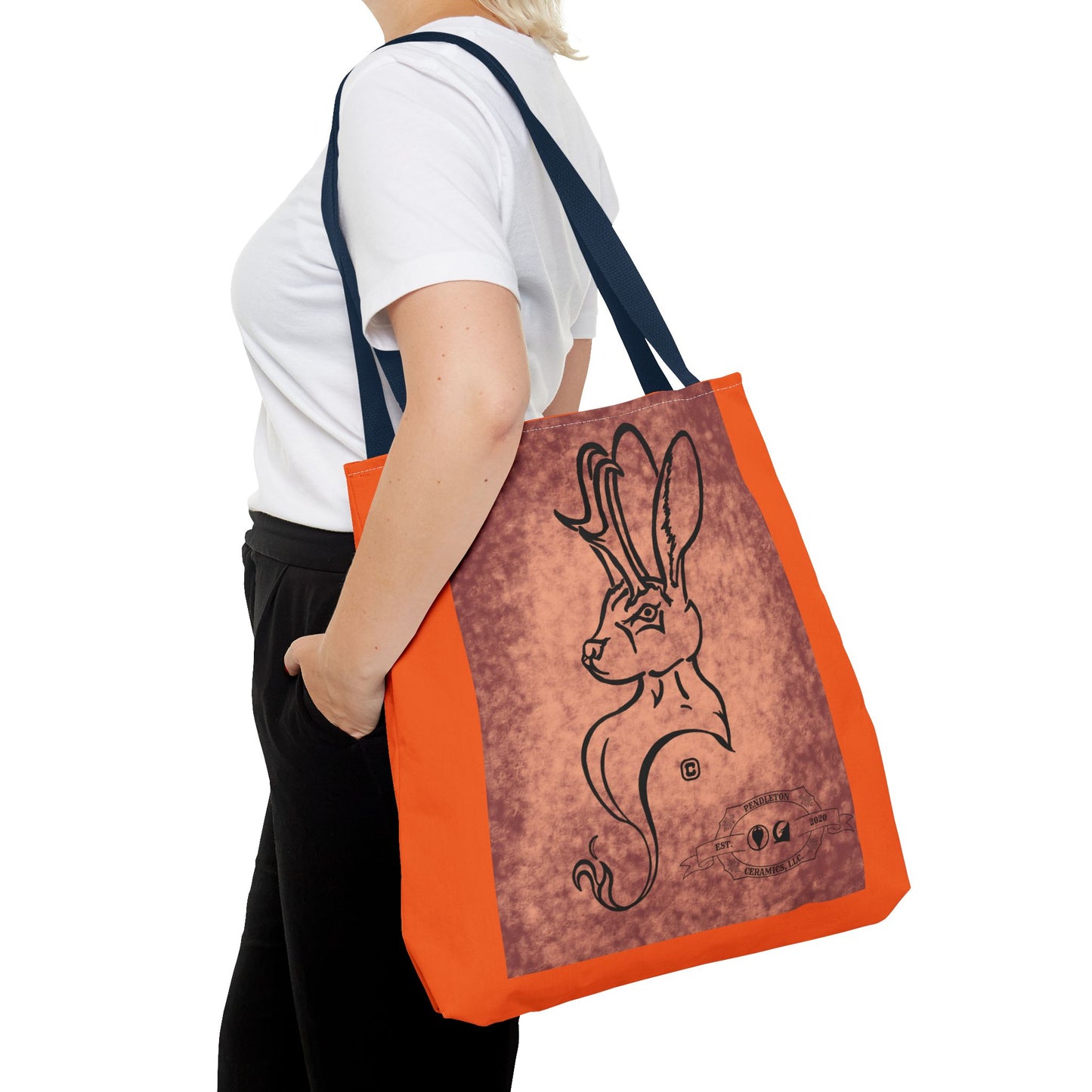 Dust Storm Jackalope Bust Drawing Tote Orange Bag