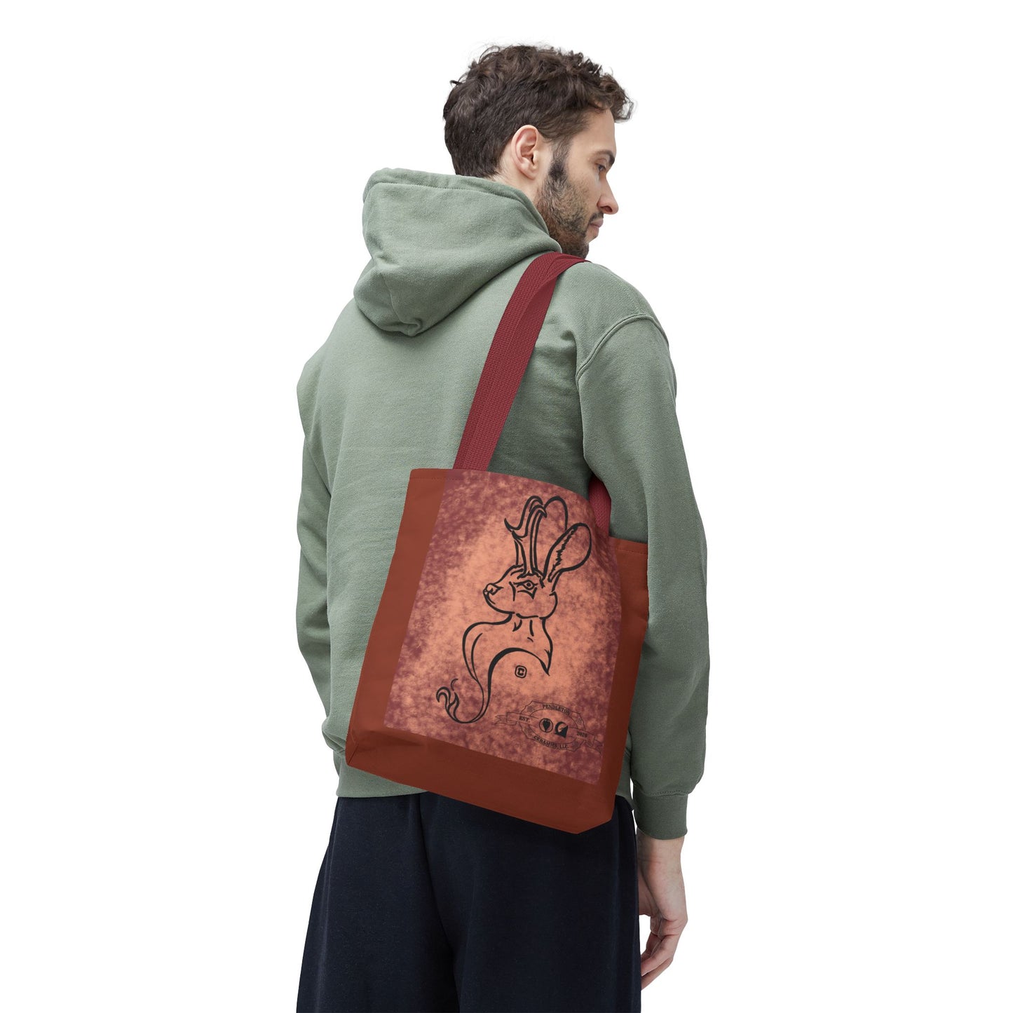 Dust Storm Jackalope Bust Drawing Tote Brown Bag