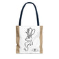 Jackalope Bust Drawing Tote Bag with Tan Stripe