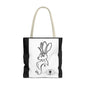 Jackalope Bust Drawing Tote Bag with Black Stripe