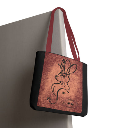 Dust Storm Jackalope Bust Drawing Tote Black Bag