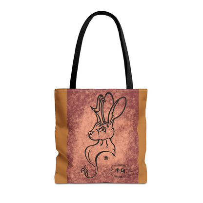 Dust Storm Jackalope Bust Drawing Tote Brown Bag