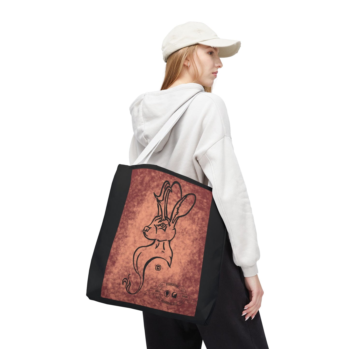 Dust Storm Jackalope Bust Drawing Tote Black Bag