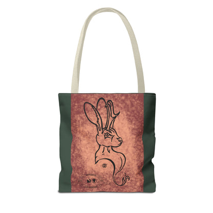 Dust Storm Jackalope Bust Drawing Tote Green Bag