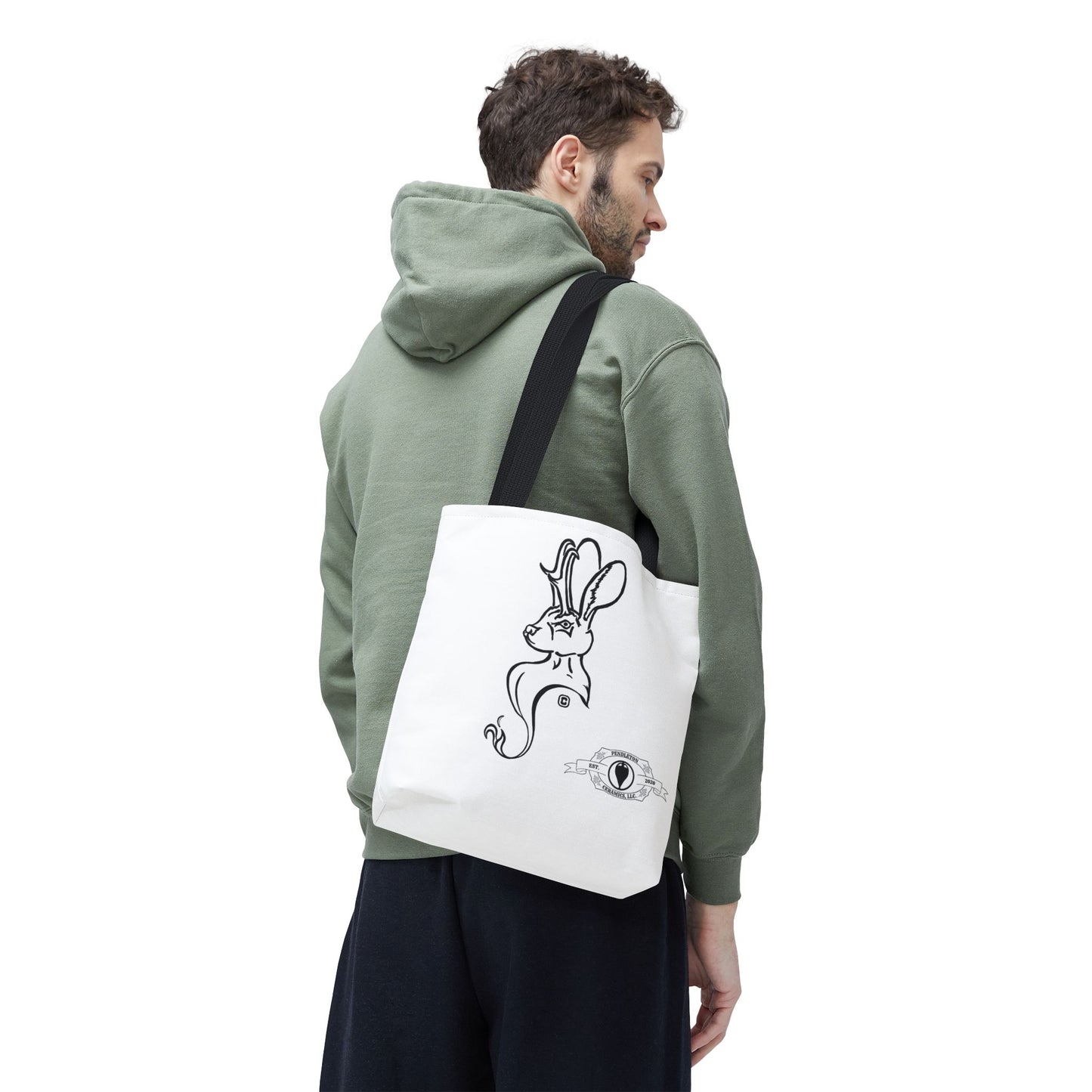 Jackalope Bust Drawing Tote White Bag