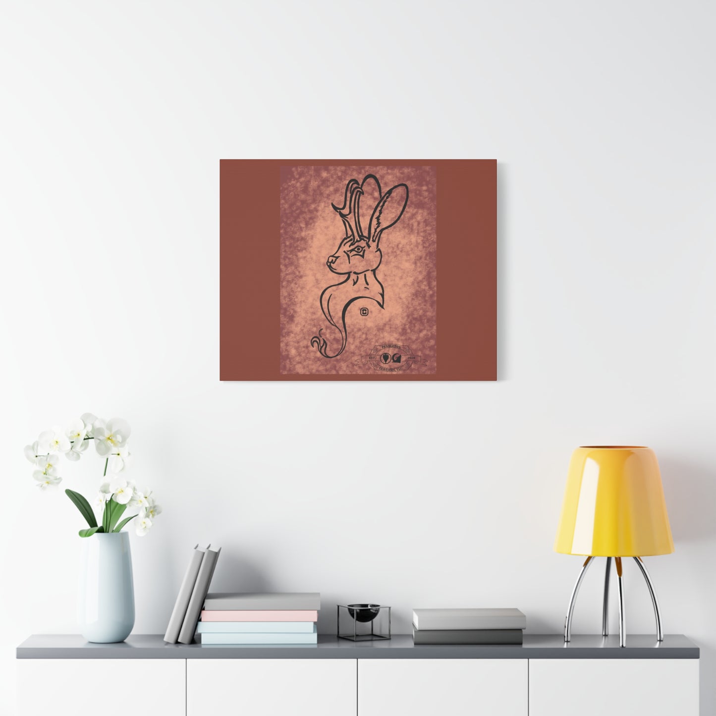 Dust Storm Jackalope Bust Drawing Canvas Wall Decor