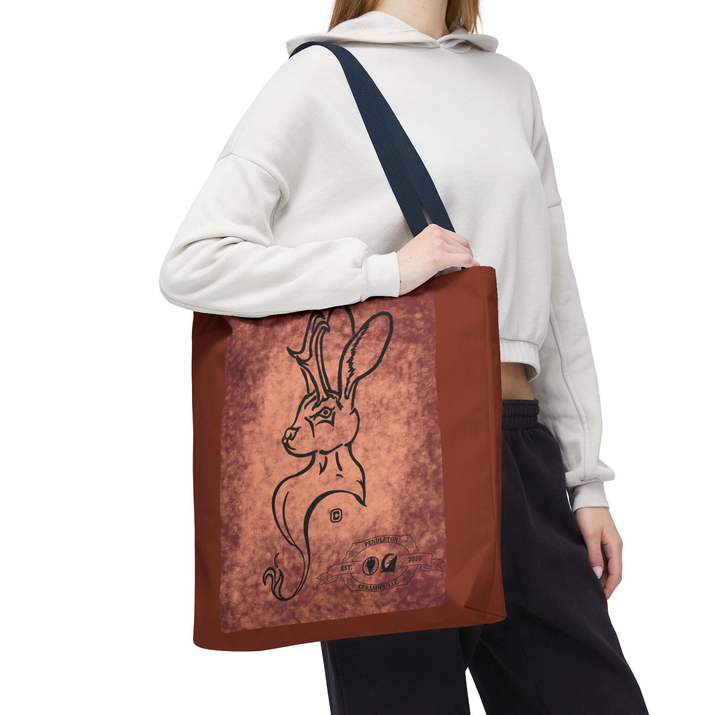 Dust Storm Jackalope Bust Drawing Tote Brown Bag