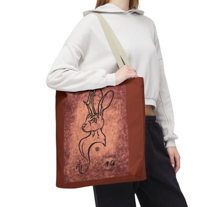 Dust Storm Jackalope Bust Drawing Tote Brown Bag