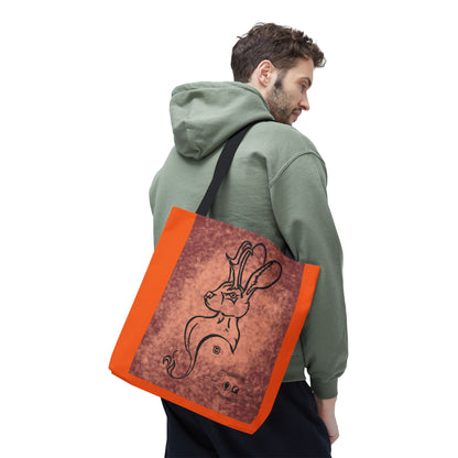 Dust Storm Jackalope Bust Drawing Tote Orange Bag
