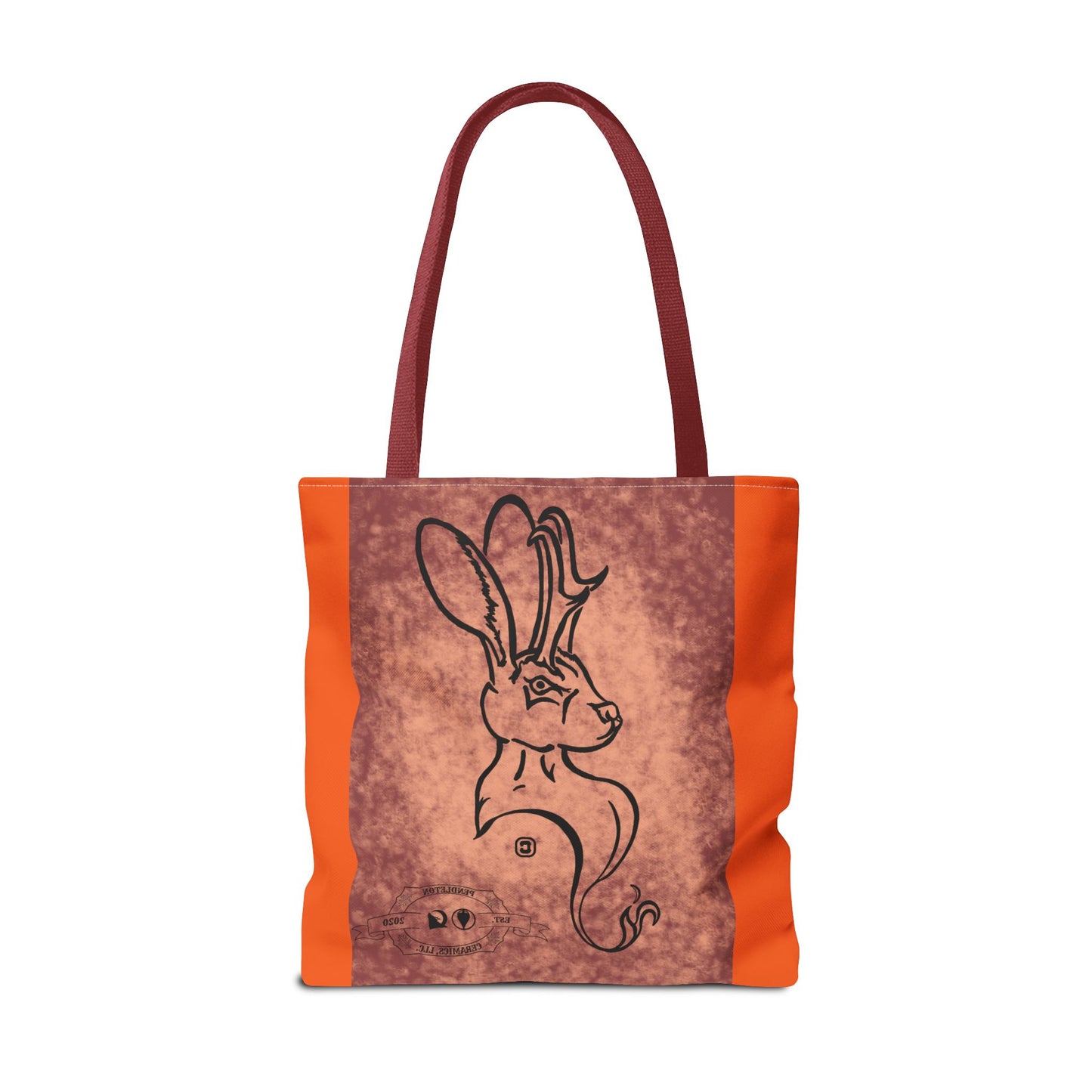 Dust Storm Jackalope Bust Drawing Tote Orange Bag