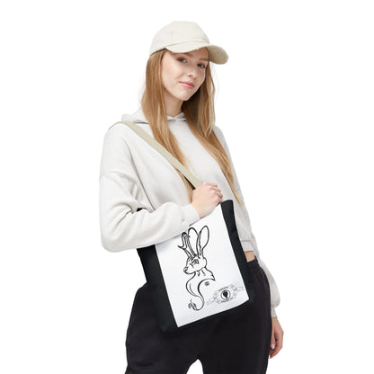 Jackalope Bust Drawing Tote Bag with Black Stripe
