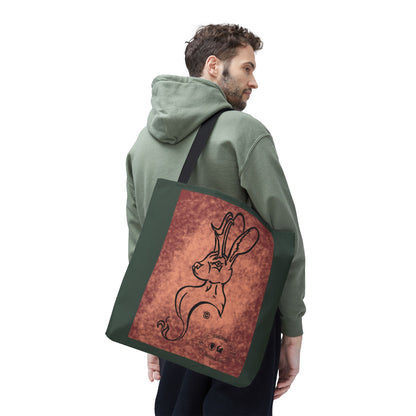 Dust Storm Jackalope Bust Drawing Tote Green Bag