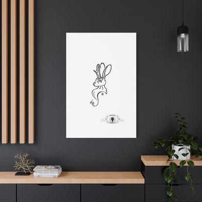 Jackalope Bust Drawing Art Stretched Canvas Wall Decor