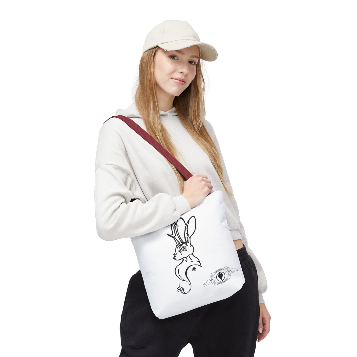 Jackalope Bust Drawing Tote White Bag