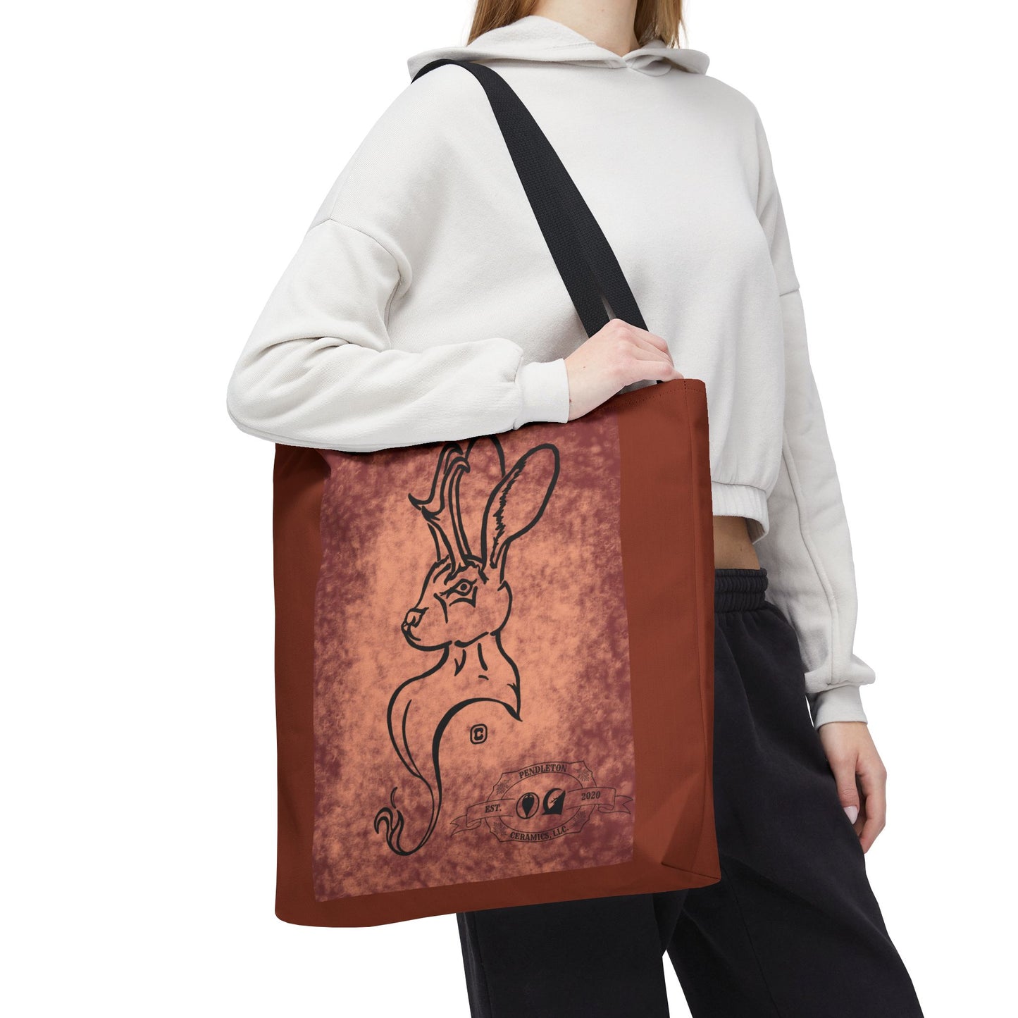Dust Storm Jackalope Bust Drawing Tote Brown Bag