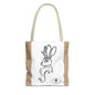 Jackalope Bust Drawing Tote Bag with Tan Stripe