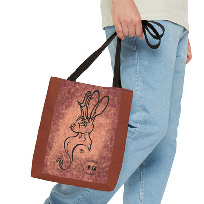 Dust Storm Jackalope Bust Drawing Tote Brown Bag