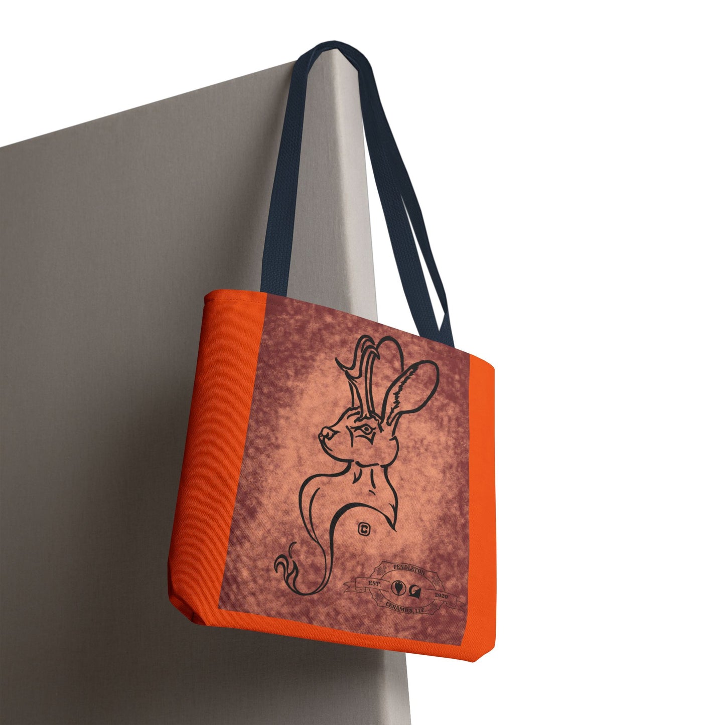 Dust Storm Jackalope Bust Drawing Tote Orange Bag