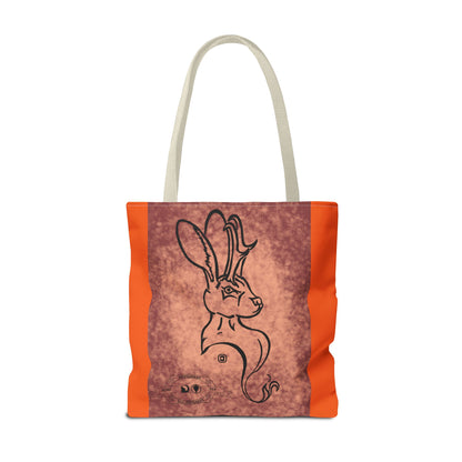 Dust Storm Jackalope Bust Drawing Tote Orange Bag