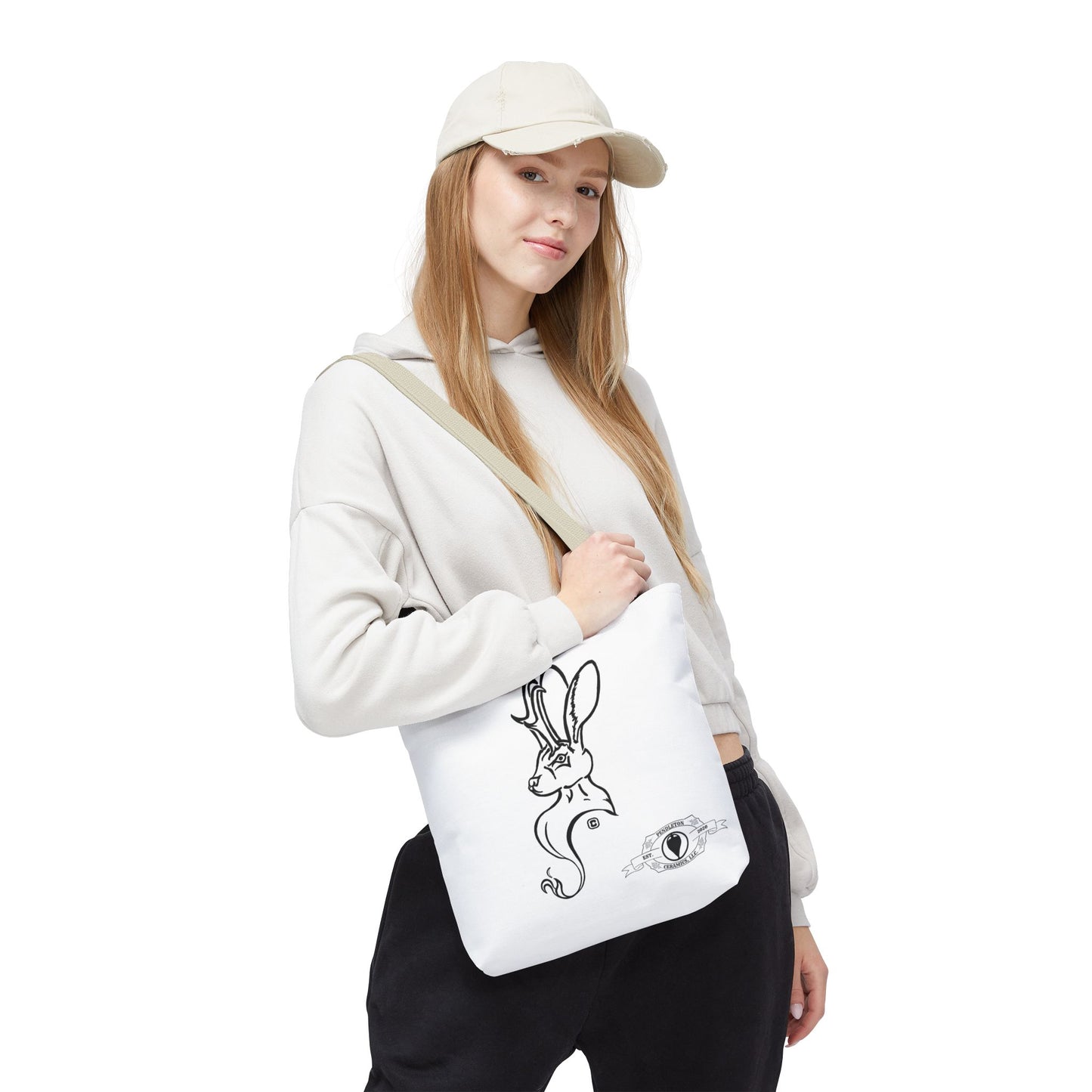 Jackalope Bust Drawing Tote White Bag