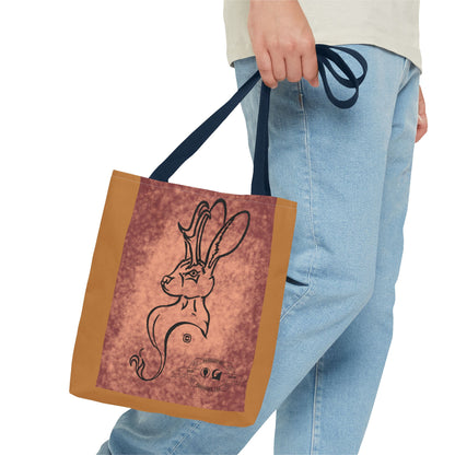 Dust Storm Jackalope Bust Drawing Tote Brown Bag