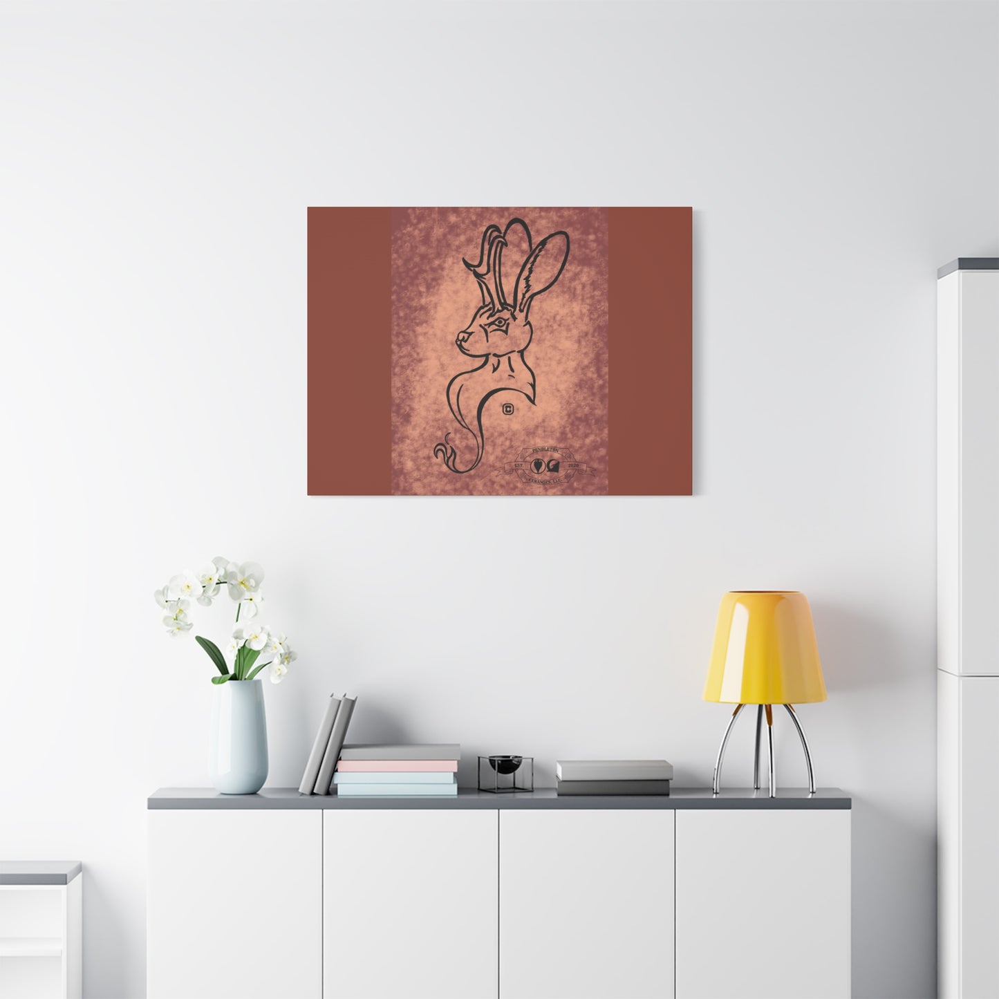 Dust Storm Jackalope Bust Drawing Canvas Wall Decor