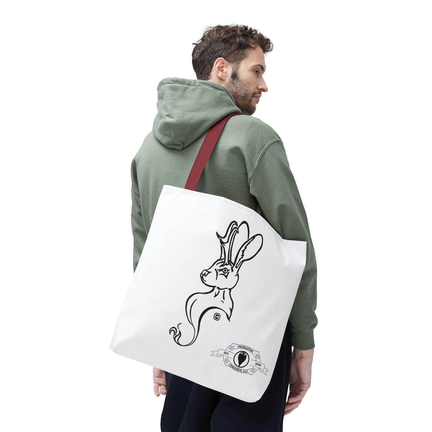 Jackalope Bust Drawing Tote White Bag