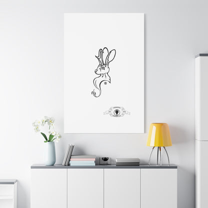 Jackalope Bust Drawing Art Stretched Canvas Wall Decor