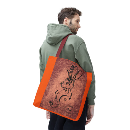 Dust Storm Jackalope Bust Drawing Tote Orange Bag