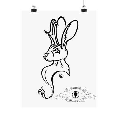 Jackalope Bust Drawing Matte Vertical Posters
