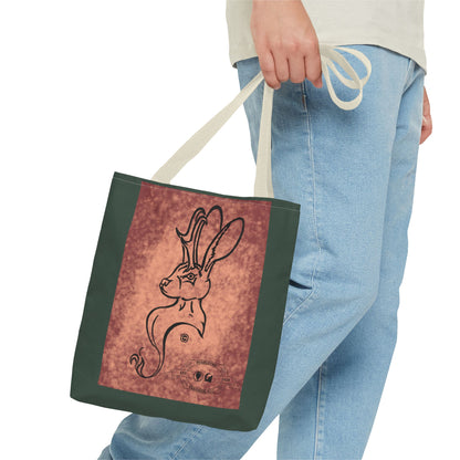Dust Storm Jackalope Bust Drawing Tote Green Bag