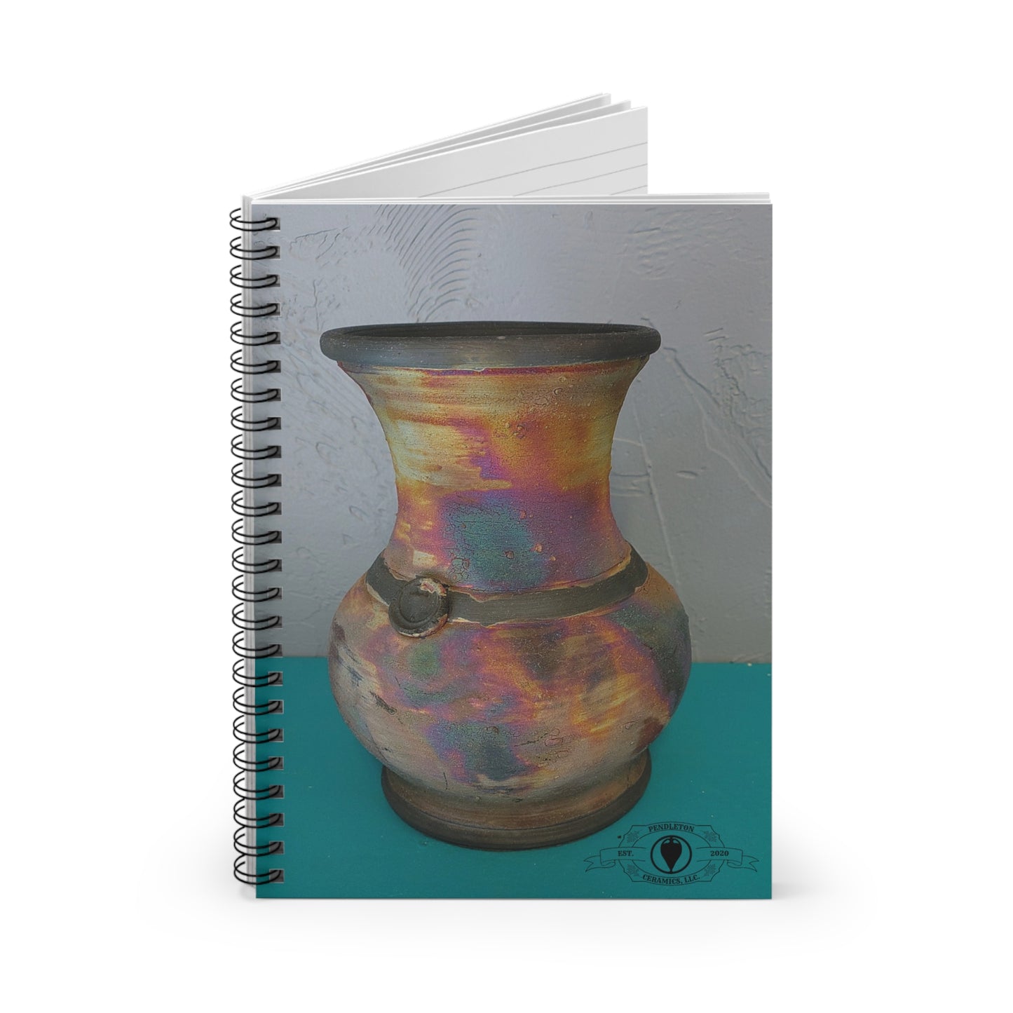 Western Raku Ceramic Vase Design Spiral Ruled Line Notebook