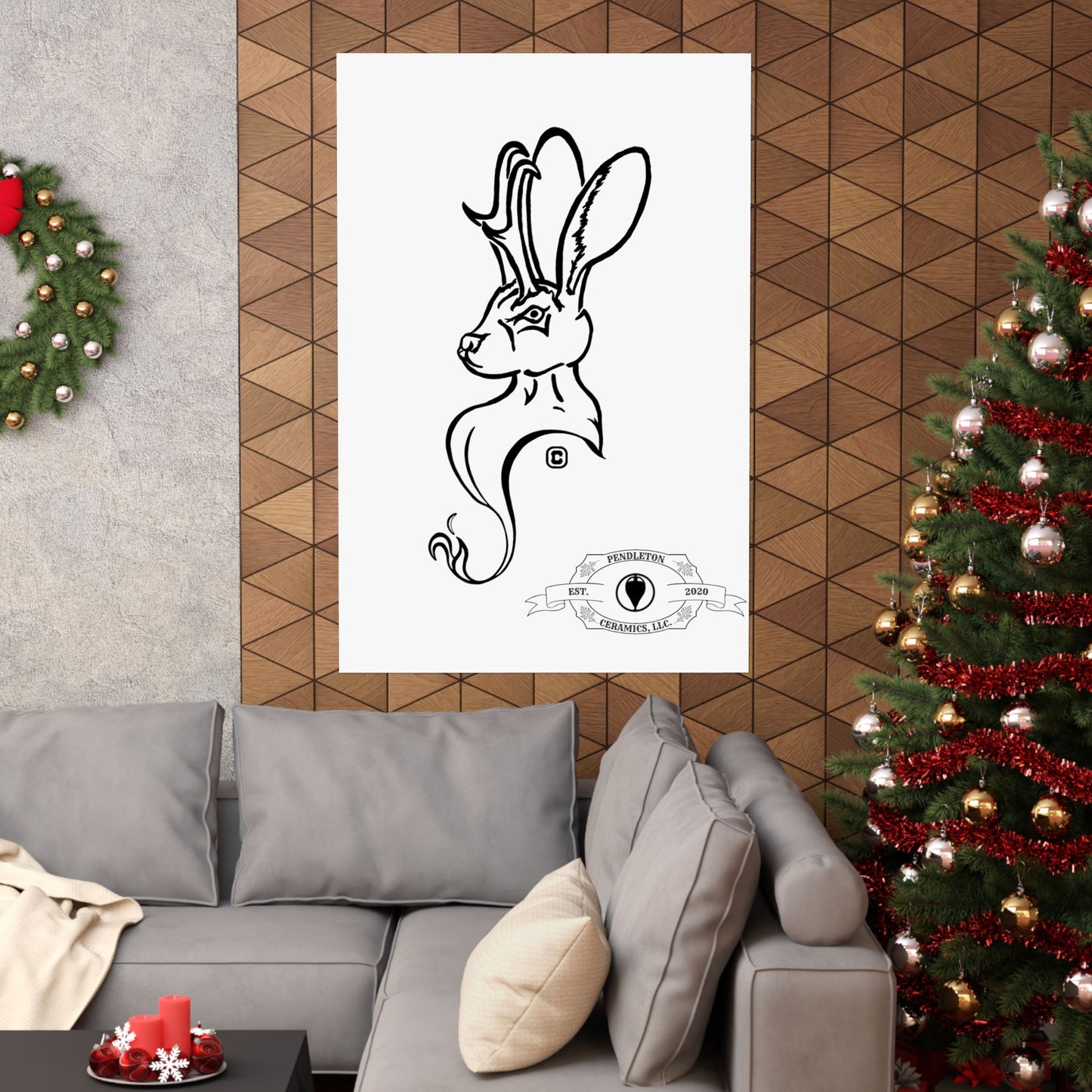 Jackalope Bust Drawing Matte Vertical Posters