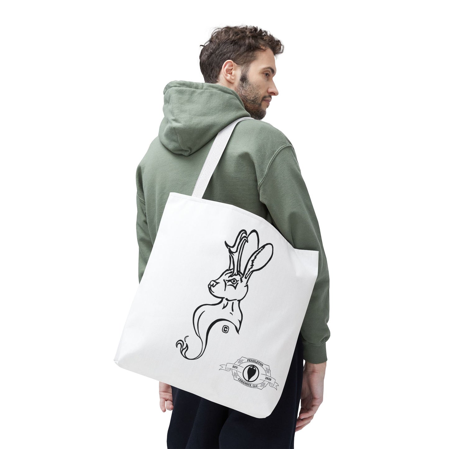 Jackalope Bust Drawing Tote White Bag