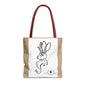Jackalope Bust Drawing Tote Bag with Tan Stripe