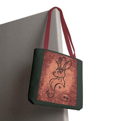 Dust Storm Jackalope Bust Drawing Tote Green Bag
