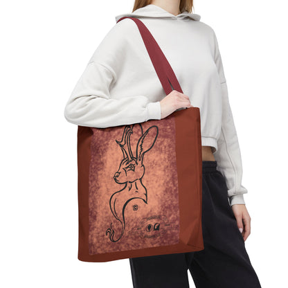 Dust Storm Jackalope Bust Drawing Tote Brown Bag