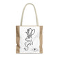 Jackalope Bust Drawing Tote Bag with Tan Stripe