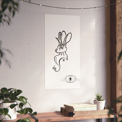 Jackalope Bust Drawing Matte Vertical Posters