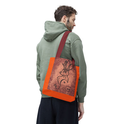 Dust Storm Jackalope Bust Drawing Tote Orange Bag