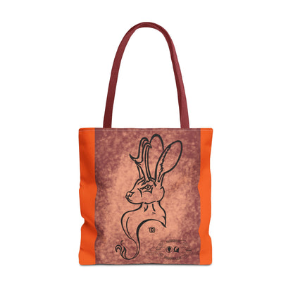 Dust Storm Jackalope Bust Drawing Tote Orange Bag