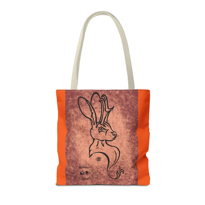 Dust Storm Jackalope Bust Drawing Tote Orange Bag