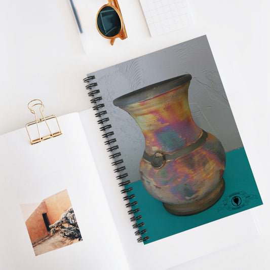 Western Raku Ceramic Vase Design Spiral Ruled Line Notebook