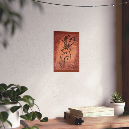 Dust Storm Jackalope Bust Drawing Wall Art